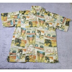 Tommy Bahama Camp Shirt Mens Medium Las Vegas Loop Collar Casino Trip Relax